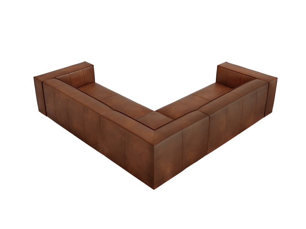 Cosmopolitan Design Symmetrisches Ecksofa Turin 5-Sitzer Leder Granada Braun