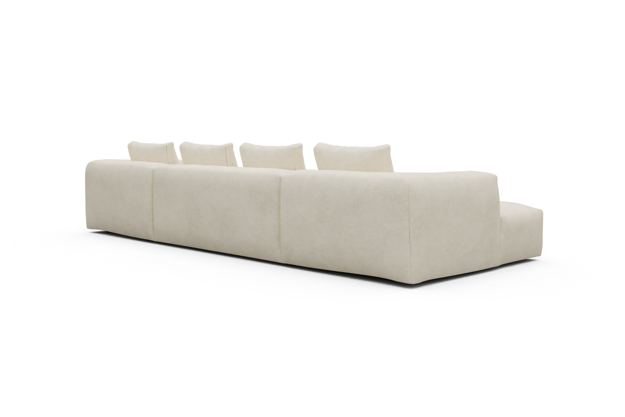 Wohnlandschaft Fred mit 2-Sitzer und Chaiselongue beidseitig Boucle-Off-White