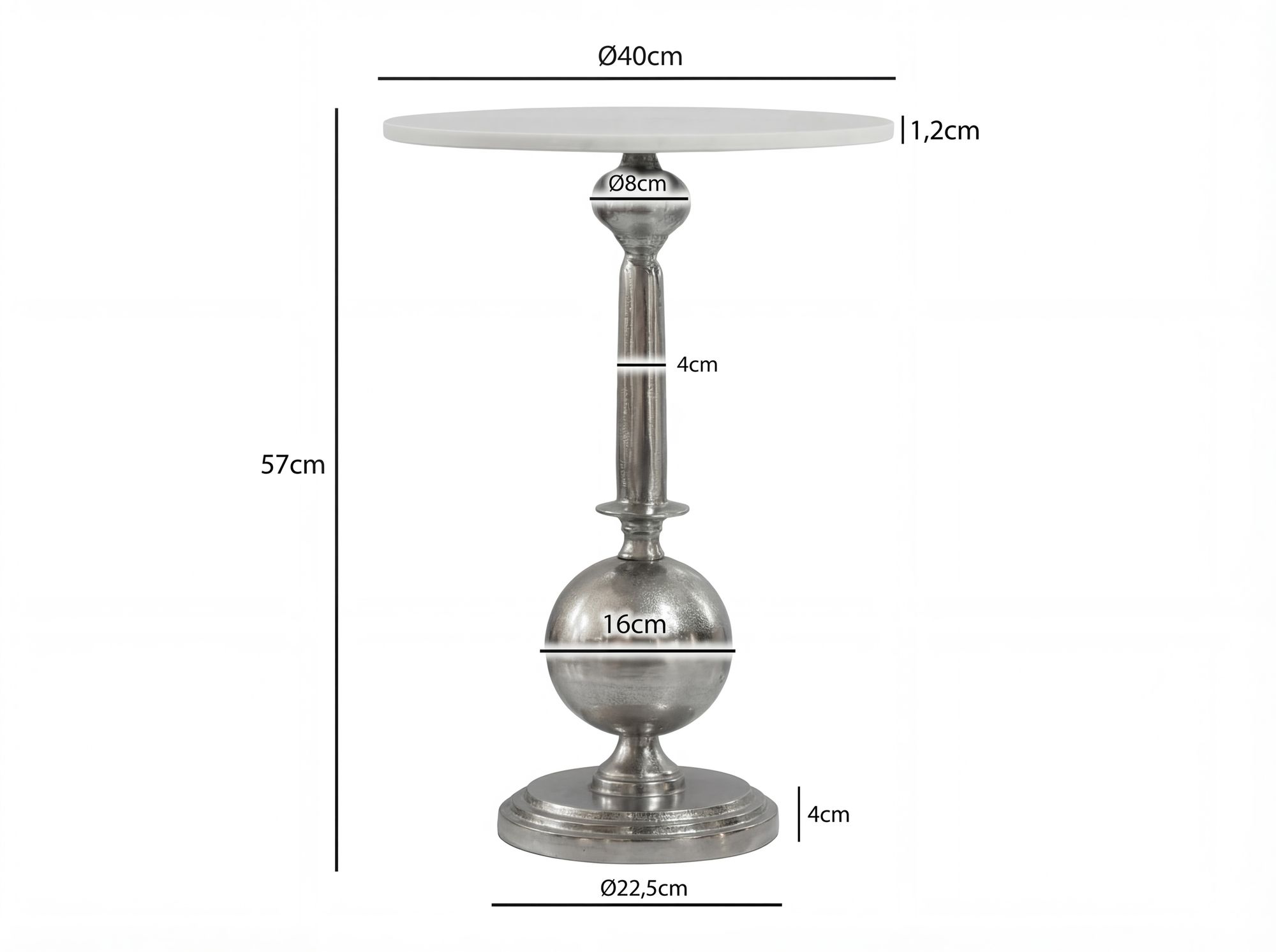 Beistelltisch Tistedal Marmor Silber Ø 40 cm