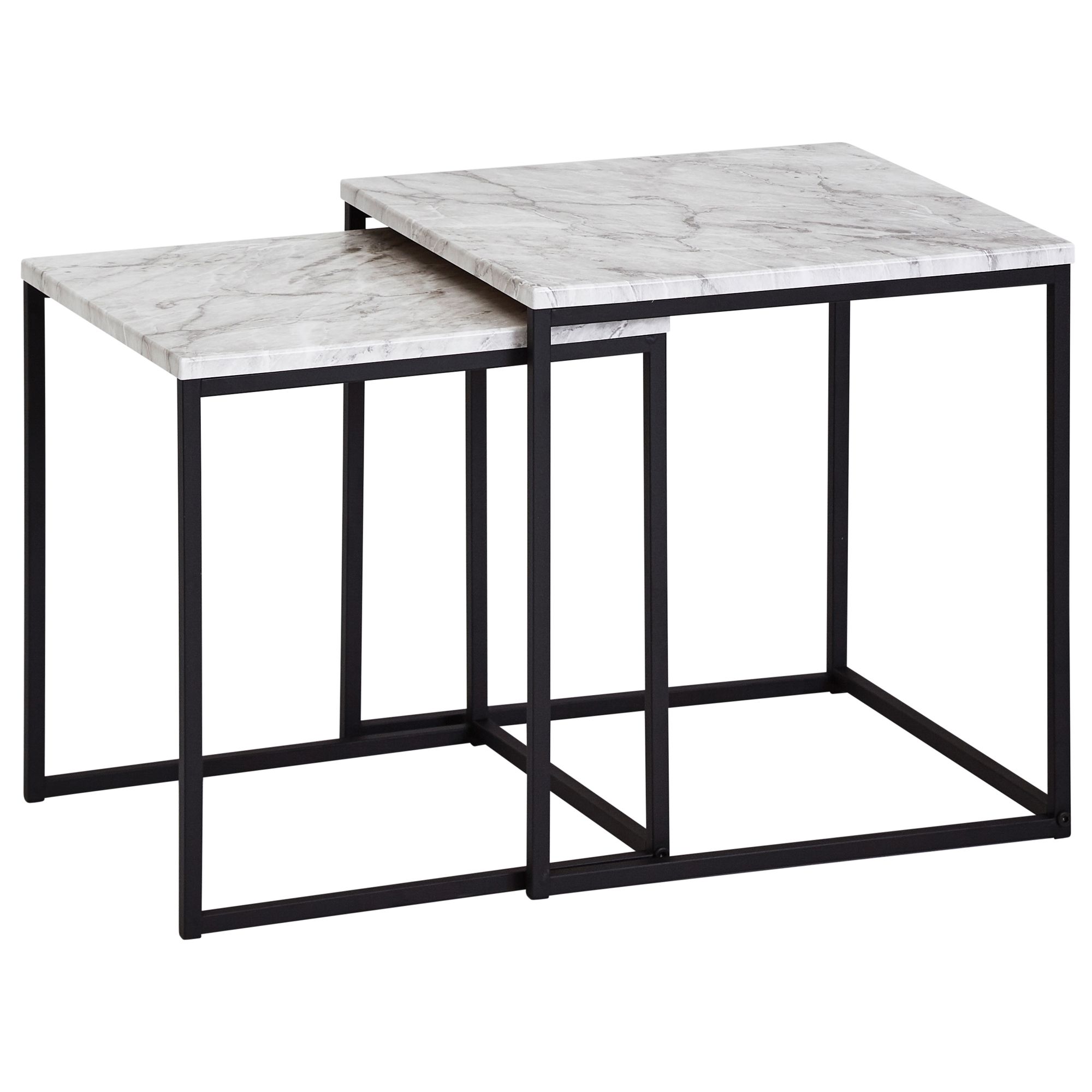Satztisch 2er-Set Skodje Marmoroptik Weiß 40 × 40 × 42,5 cm