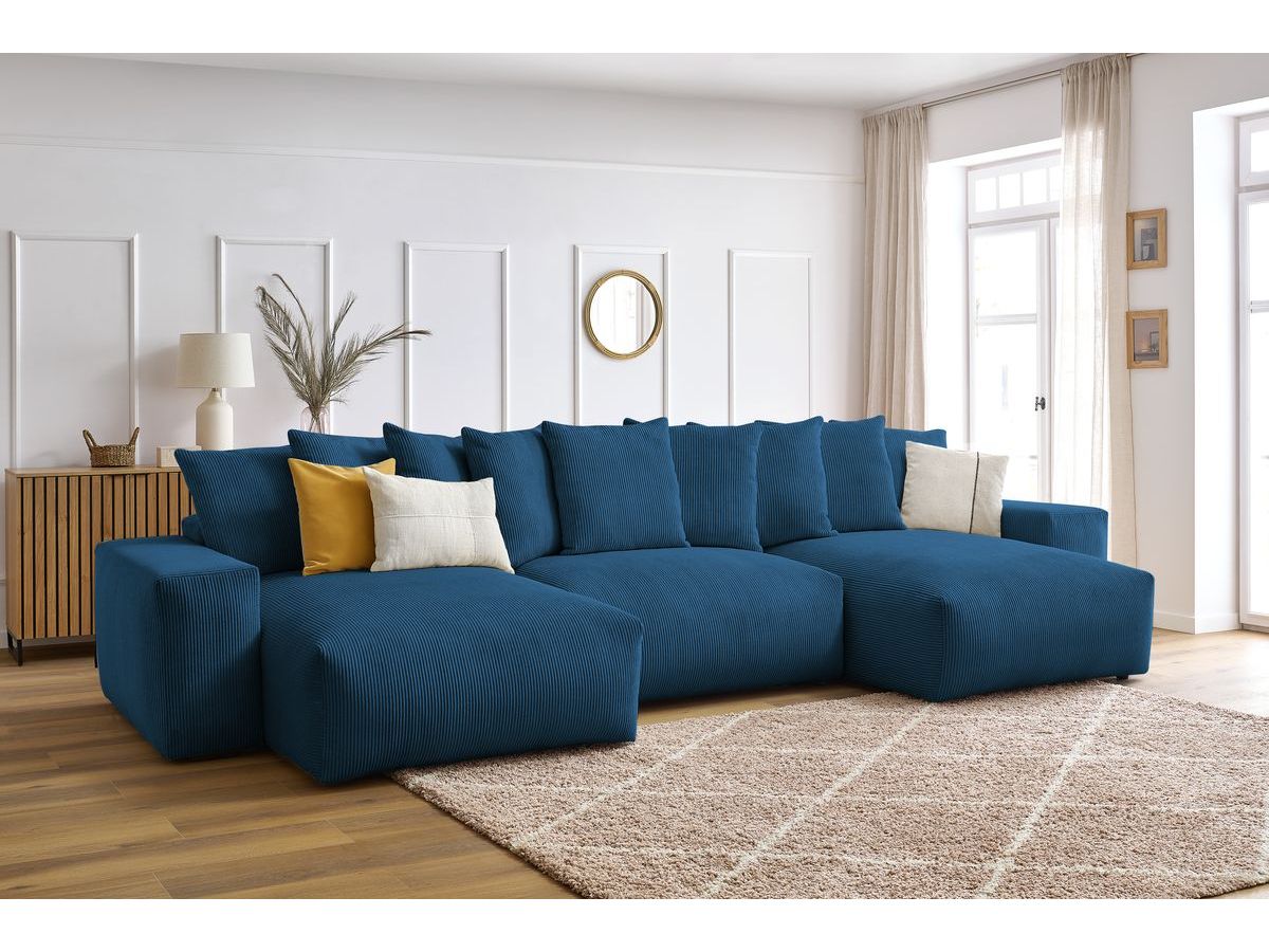 Bobochic Voltaire Wohnlandschaft 420 × 165 cm Cordsamt Dunkelblau
