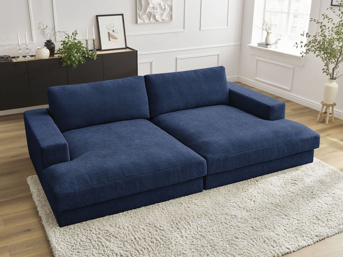Bobochic Leonard Sofa 4-Sitzer 234 × 159 cm Strukturstoff Dunkelblau