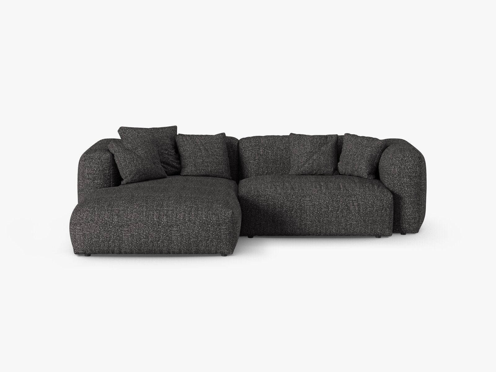 Micadoni Ecksofa Martina 2-Sitzer 90cm Sitztiefe Links Boucle Monet Anthrazit