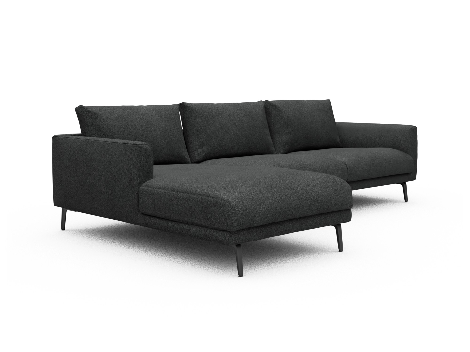 Skandi Home Ecksofa Karl Chaiselongue links mit 2,5-Sitzer Boucle-Charcoal moebelfaktor