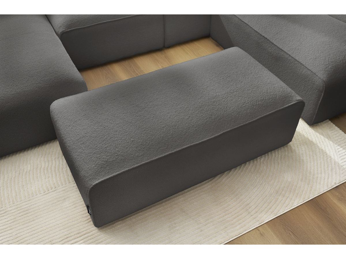 Bobochic Megeve Wohnlandschaft mit Pouf Bouclé-Stoff Dunkelgrau Ecke links