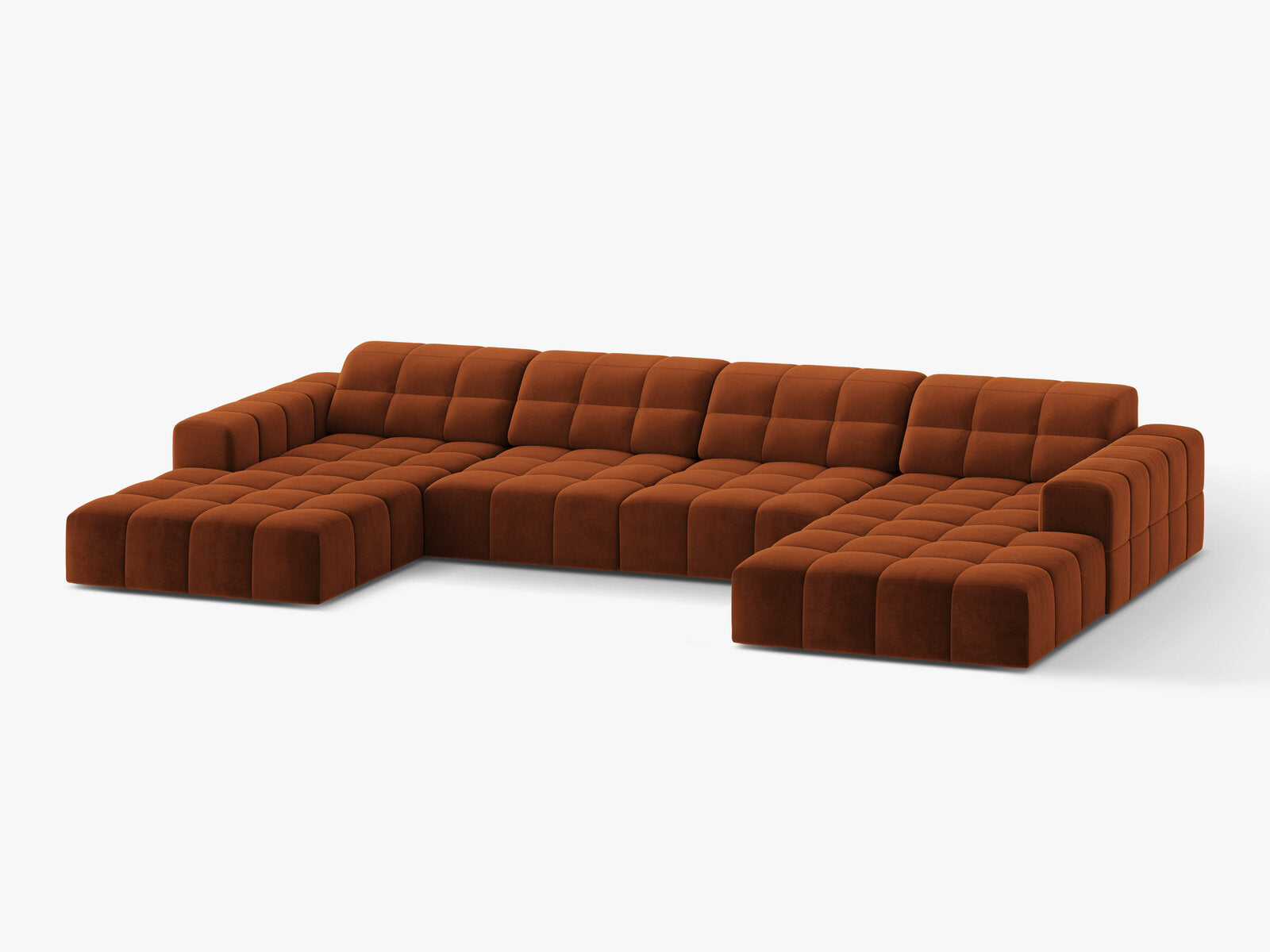 Micadoni Panorama Sofa Jennifer 6-Sitzer Samt Bluvel Terrakotta