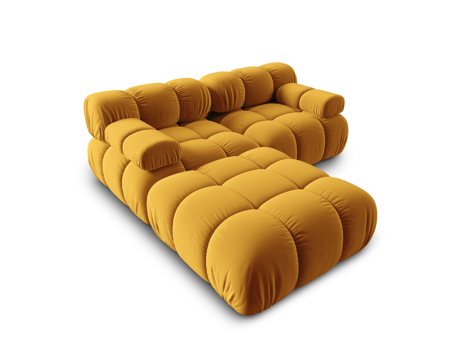 Micadoni Modulares Sofa Bellis 3-Sitzer mit flachem Modul Samt Bluvel Gelb