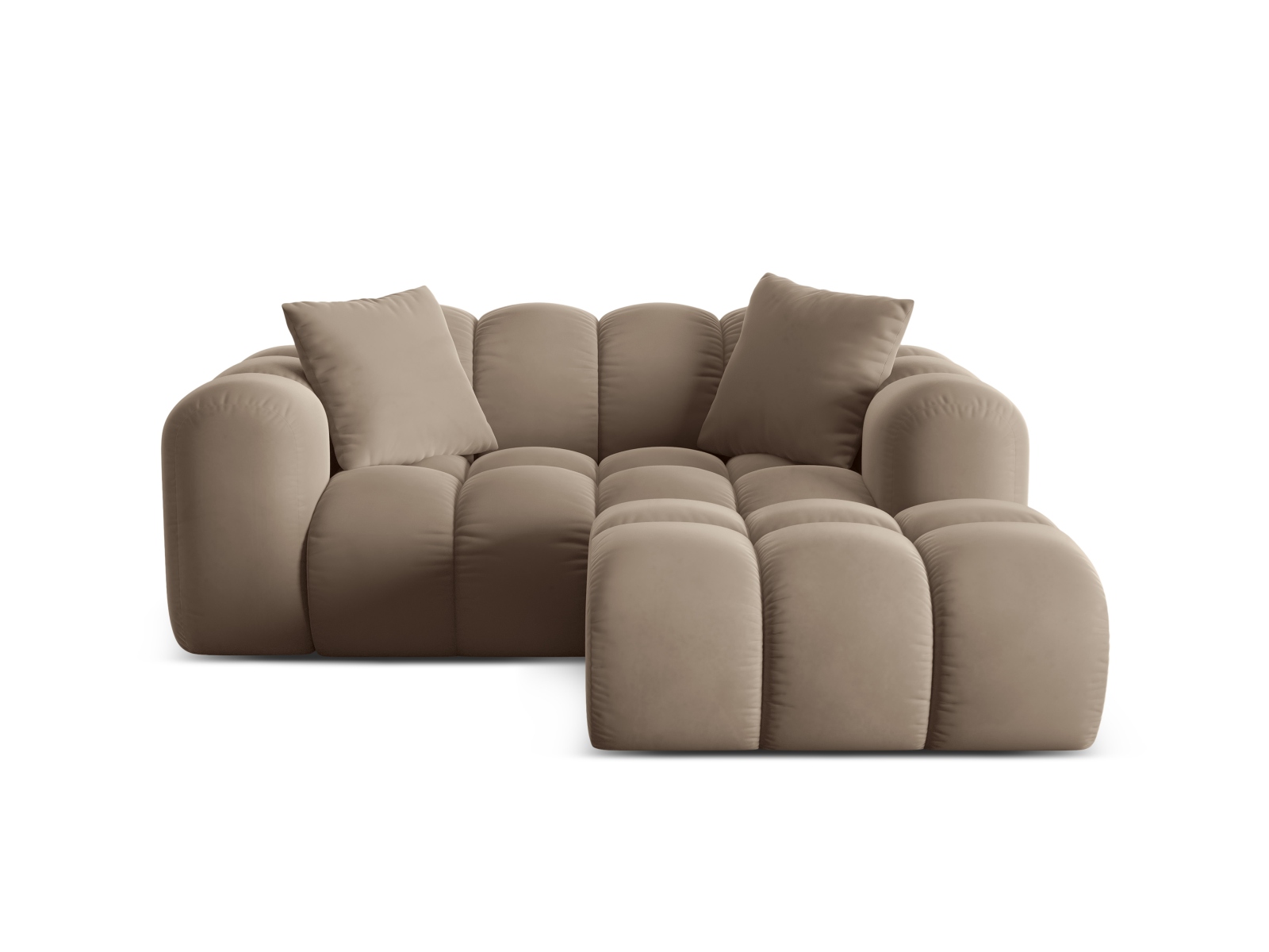 Cosmopolitan Design Ecksofa Treno 2-Sitzer Samt Bluvel Cappuccino Rechts