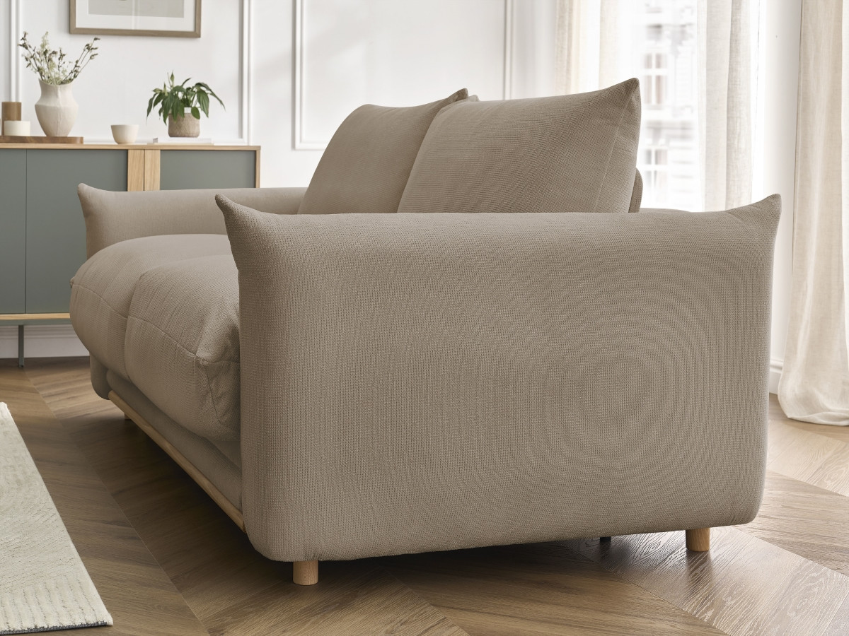 Bobochic Ernest Schlafsofa 3-Sitzer, Liegefläche 190 × 140 / 160 cm Stoff Taupe, Liegefläche 160 × 190 cm
