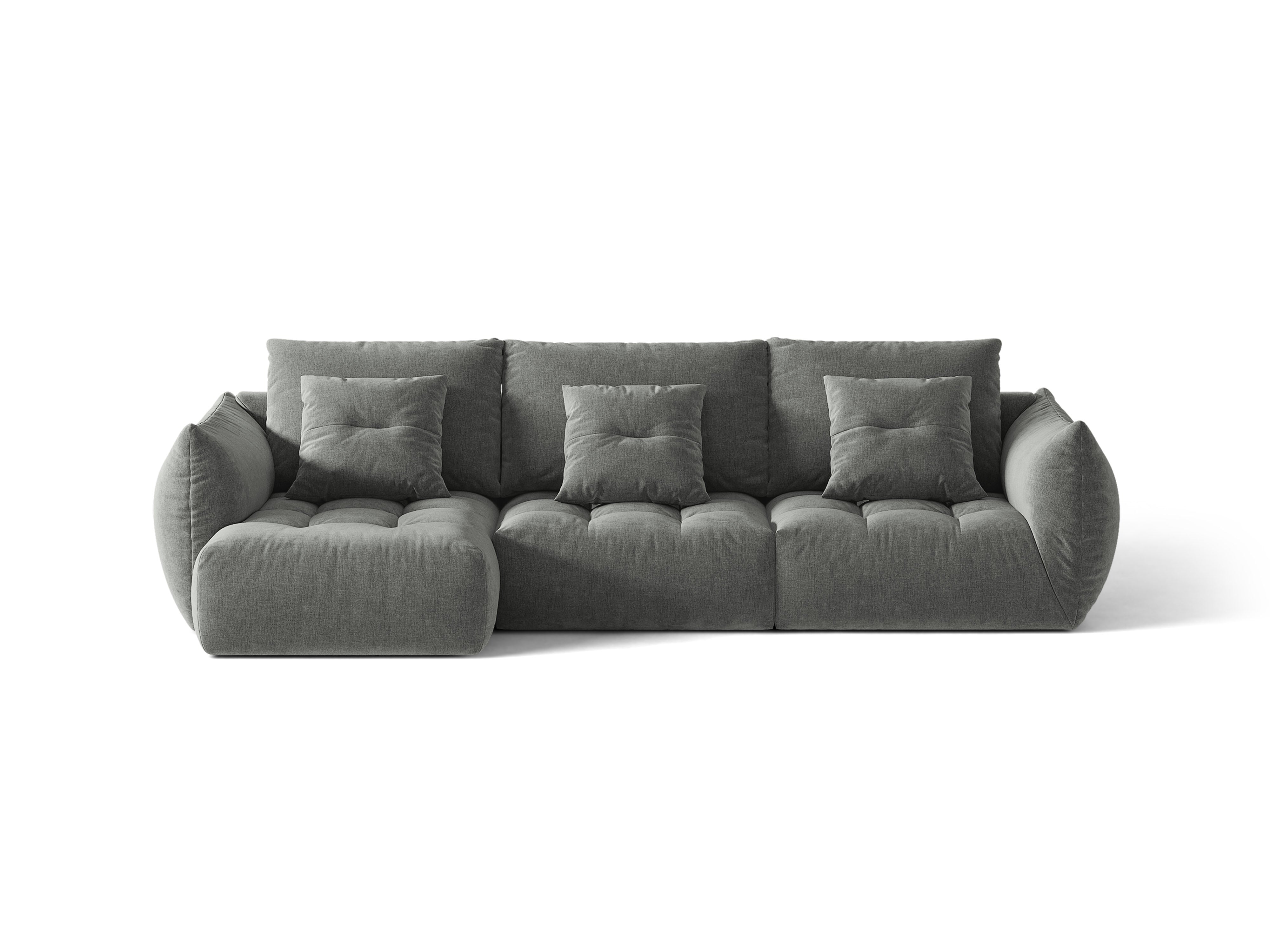 Micadoni Bloom Ecksofa 6-Sitzer Links Strukturierter Stoff Wind Dunkelgrau