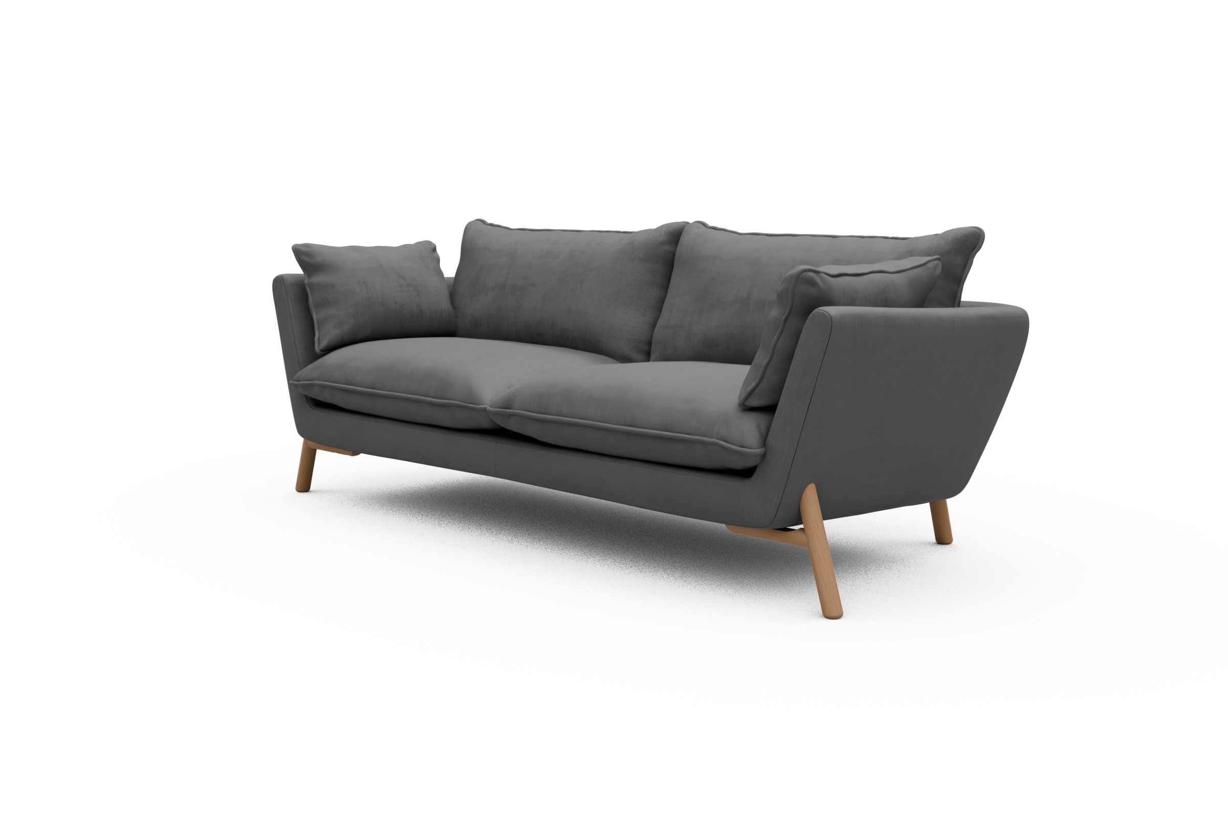 Sofa Emil PREMIUM 3-Sitzer Beinfarbe Eiche Natur Cordufine-Grey