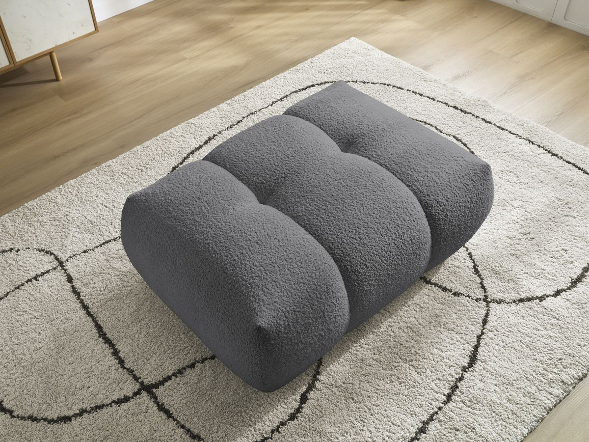 Bobochic Fuji Pouf Bouclé-Stoff Dunkelgrau