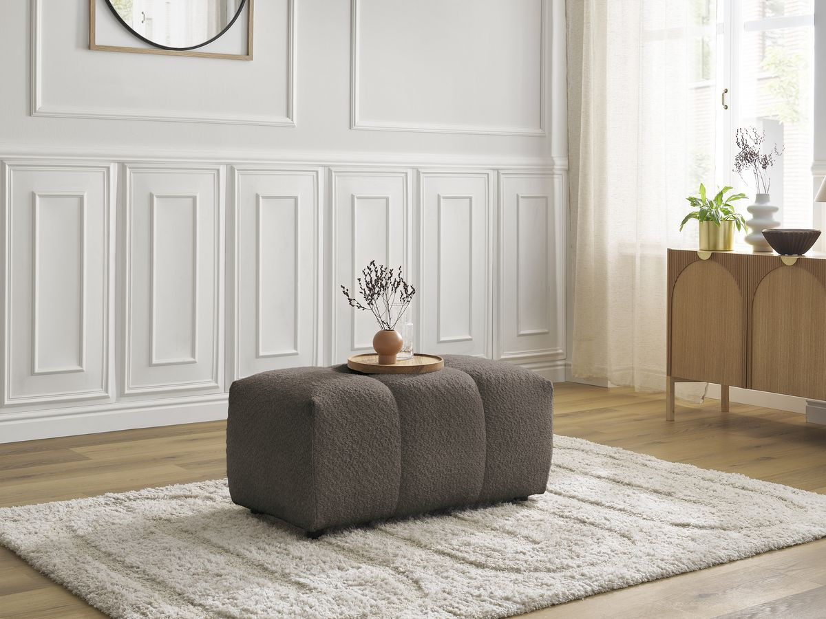 Bobochic Roxelane Pouf Bouclé-Stoff Braun
