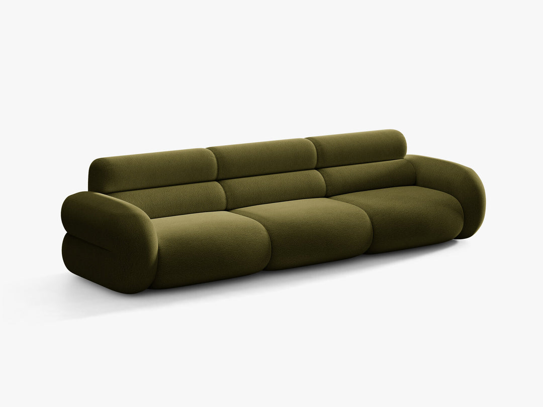Micadoni Neo Modulares Sofa 4-Sitzer Boucle Baloo Dunkles Olivgrün