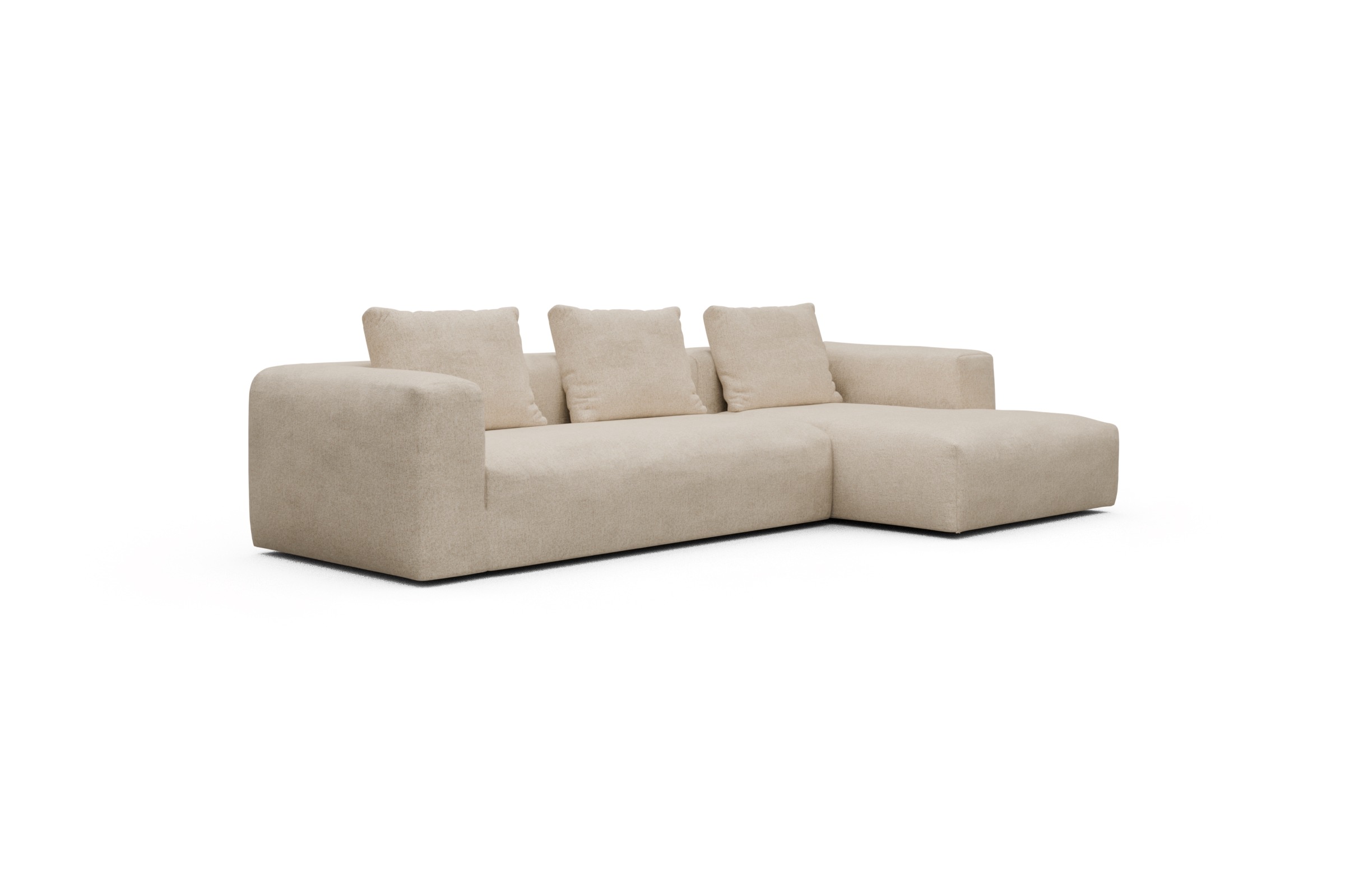 Ecksofa Fred Chaiselongue rechts mit 2,5-Sitzer Casone-Natural-Beige