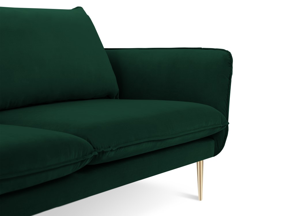 Cosmopolitan Design Sofa Vienna 3-Sitzer Samt Bluvel Flaschengrün Beine Gold
