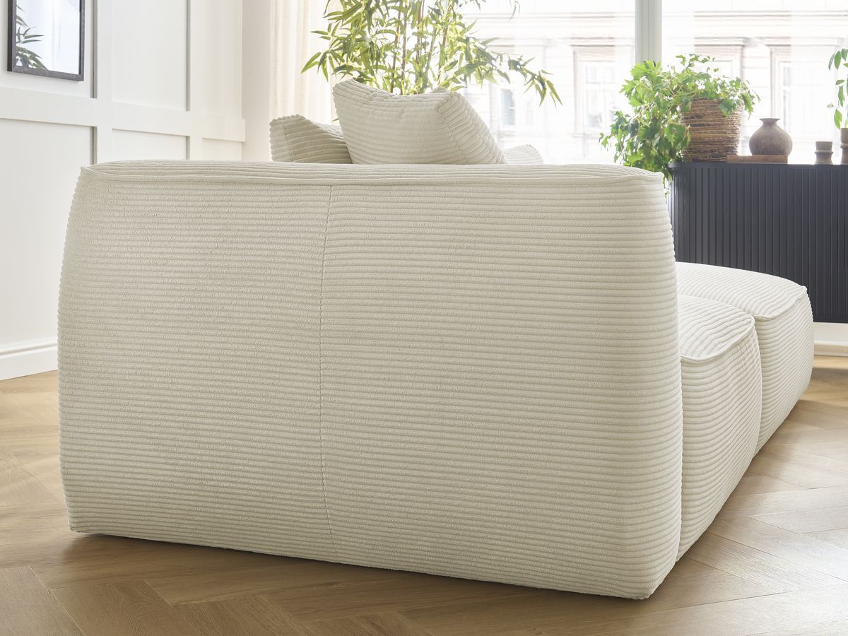 Bobochic Leopold Sofa 4-Sitzer mit Pouf Cordsamt Beige Armlehne links