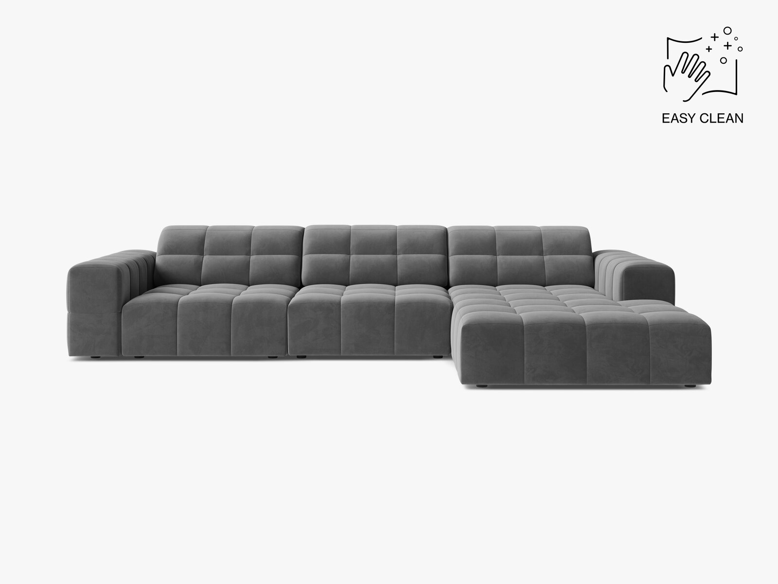 Micadoni Ecksofa Jennifer 4-Sitzer Samt Venus Hellgrau Rechts