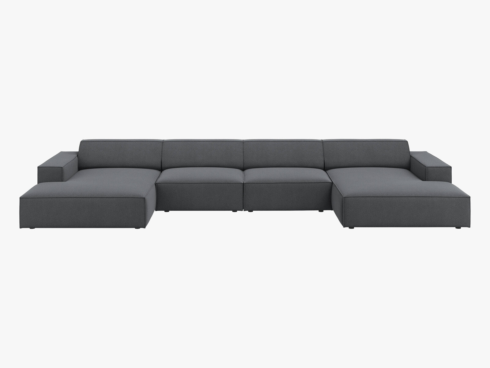 Micadoni Panorama-Sofa Jodie 6-Sitzer Strukturierter Stoff Megan Dunkelgrau