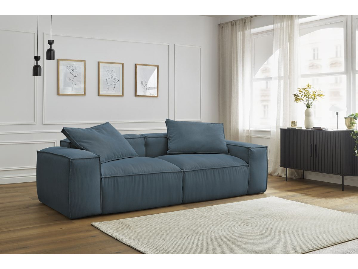 Bobochic Boheme Sofa 3-Sitzer Cordsamt Dunkelblau