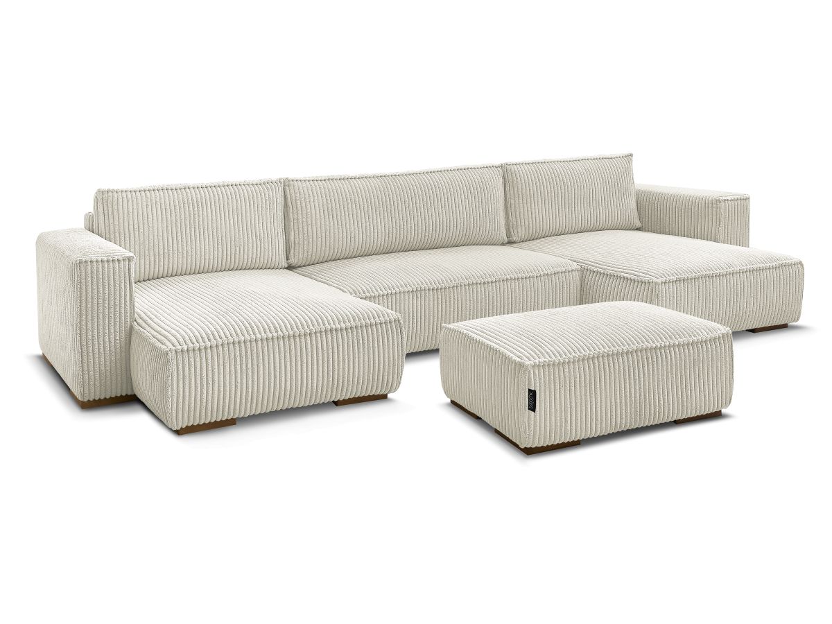 Bobochic Chelsea Wohnlandschaft mit Pouf Breitcord weich Beige