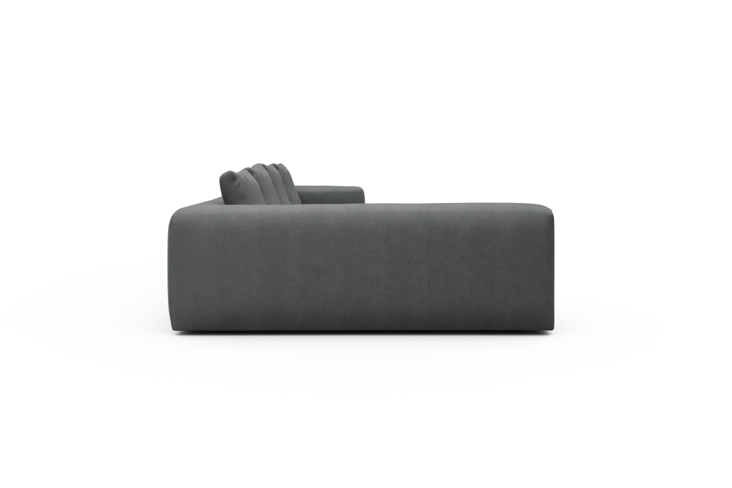 Wohnlandschaft Fred Chaiselongue rechts mit 2-Sitzer und lange Armlehne links Satya-Steel