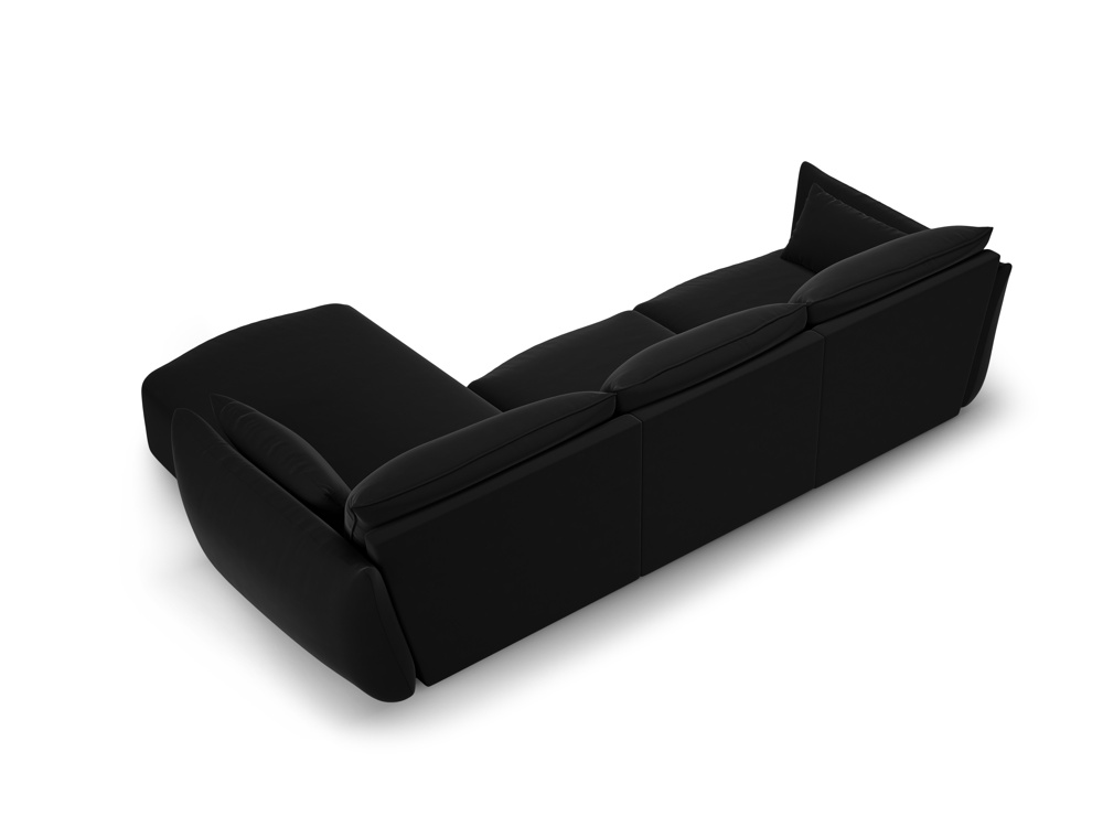Cosmopolitan Design Ecksofa Matera 5-Sitzer Samt Salvador Schwarz Rechts