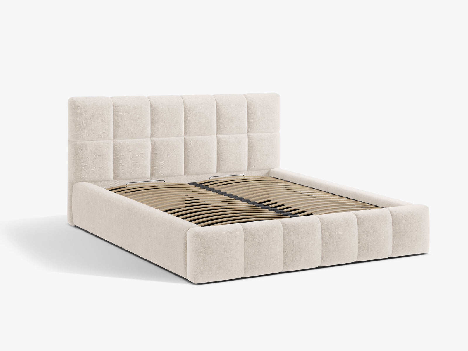 Micadoni Stauraumbett mit Kopfteil Bellis Chenille Eden Helles Beige