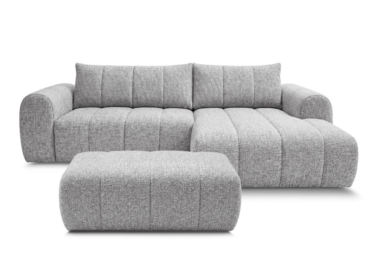 Bobochic Nesty Ecksofa 272 cm mit Pouf Melange-Stoff Hellgrau Ecke rechts