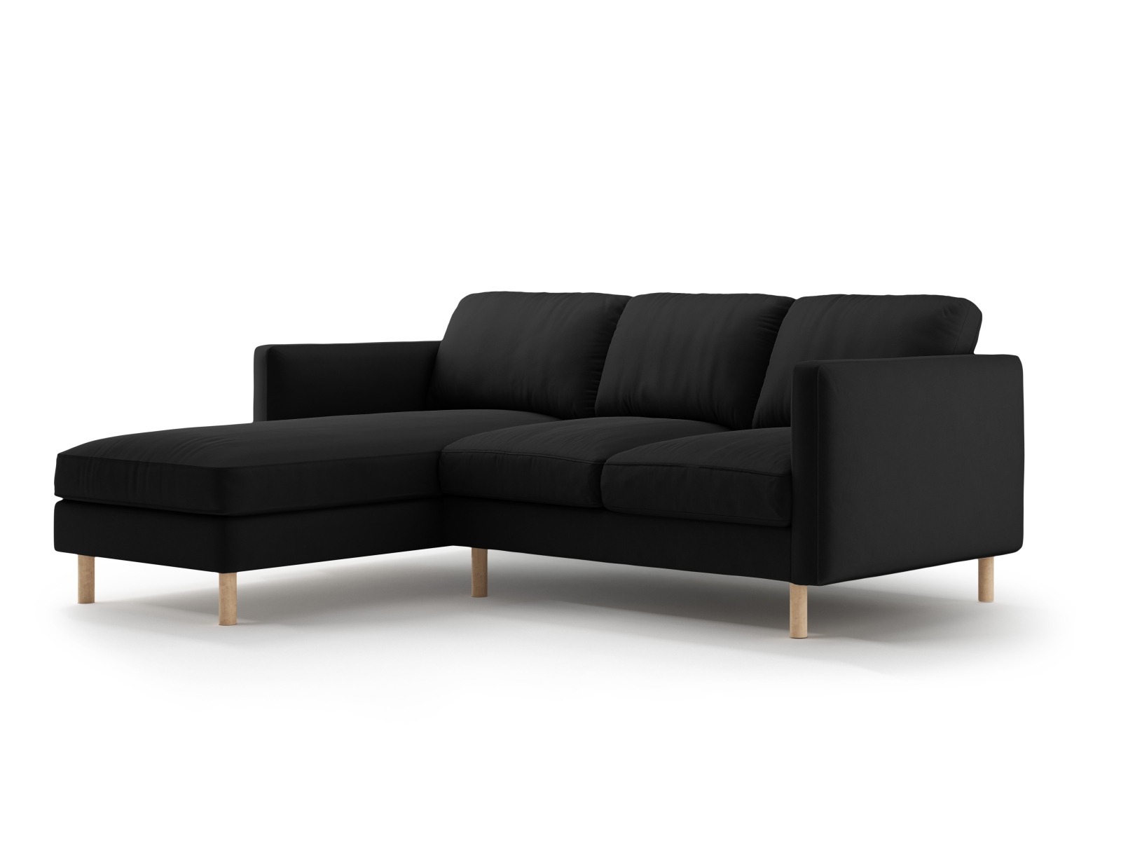 Micadoni Ecksofa Eden 3-Sitzer Links Samt Schwarz