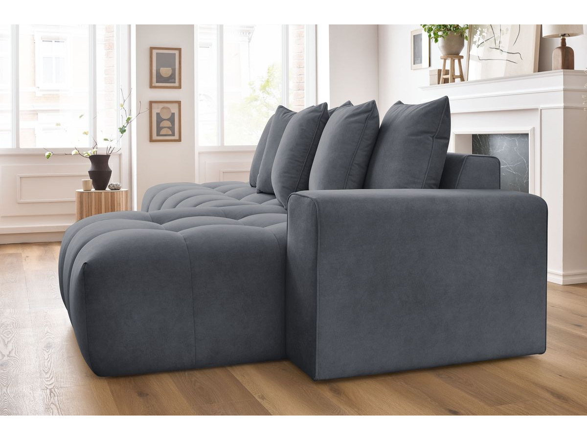 Bobochic Mont-blanc Ecksofa Samt Dunkelgrau Ecke rechts