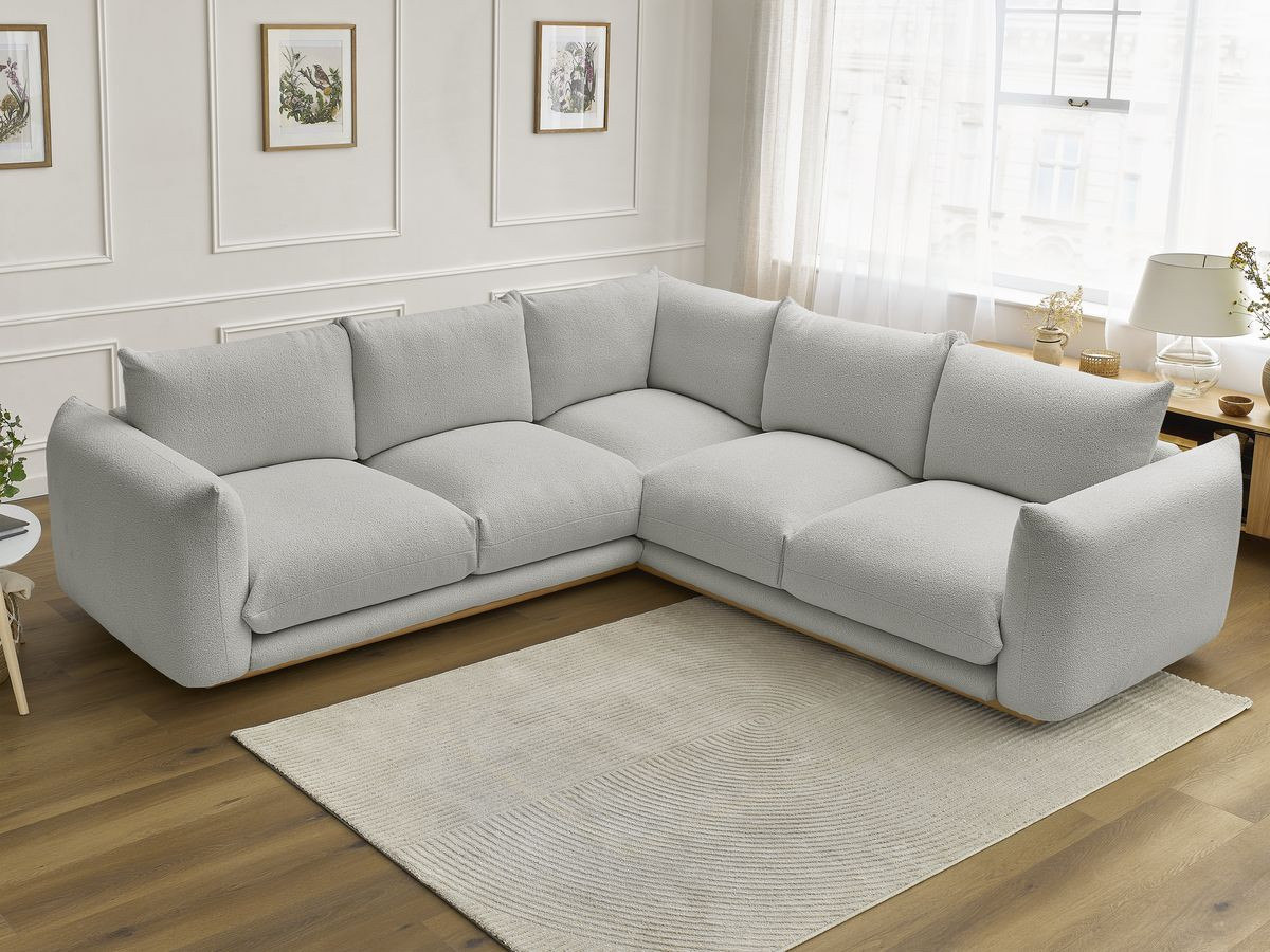 Bobochic Ernest Ecksofa Bouclé-Stoff Hellgrau