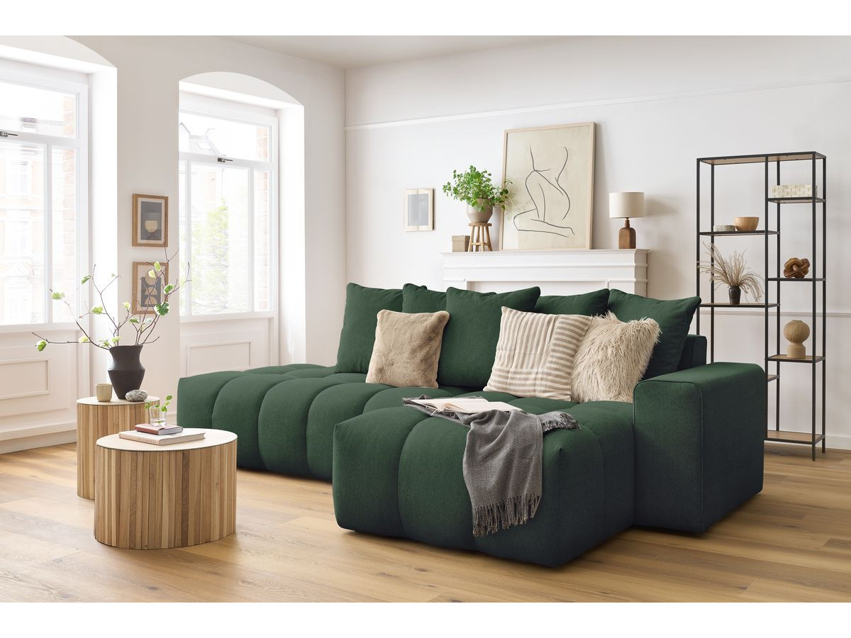 Bobochic Mont-blanc Ecksofa Melange-Stoff Grün Ecke rechts