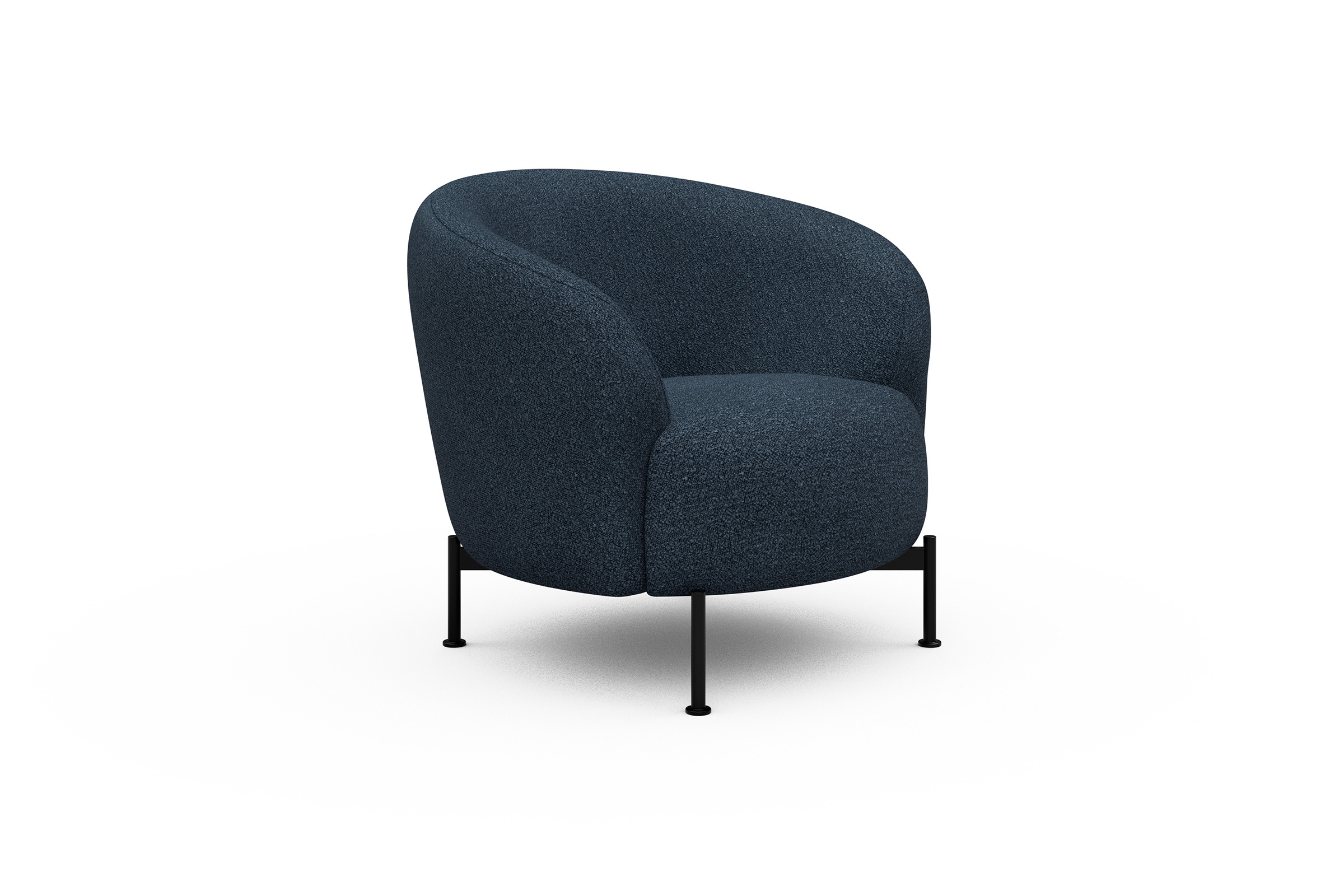 Sessel Ronda X-Metallgestell Schwarz Boucle-Blue