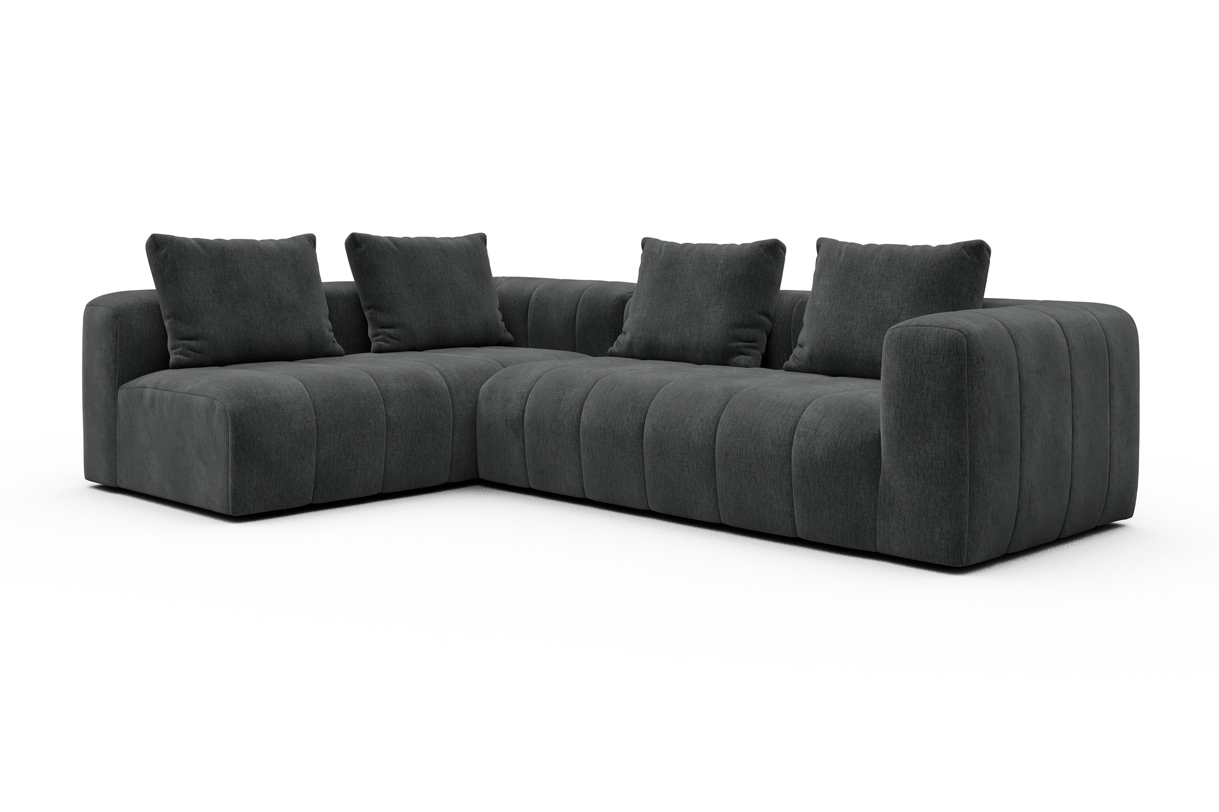 Ecksofa Hugo 2x 2,5-Sitzer Armlehne rechts Smooth-Deep-Warm-Grey
