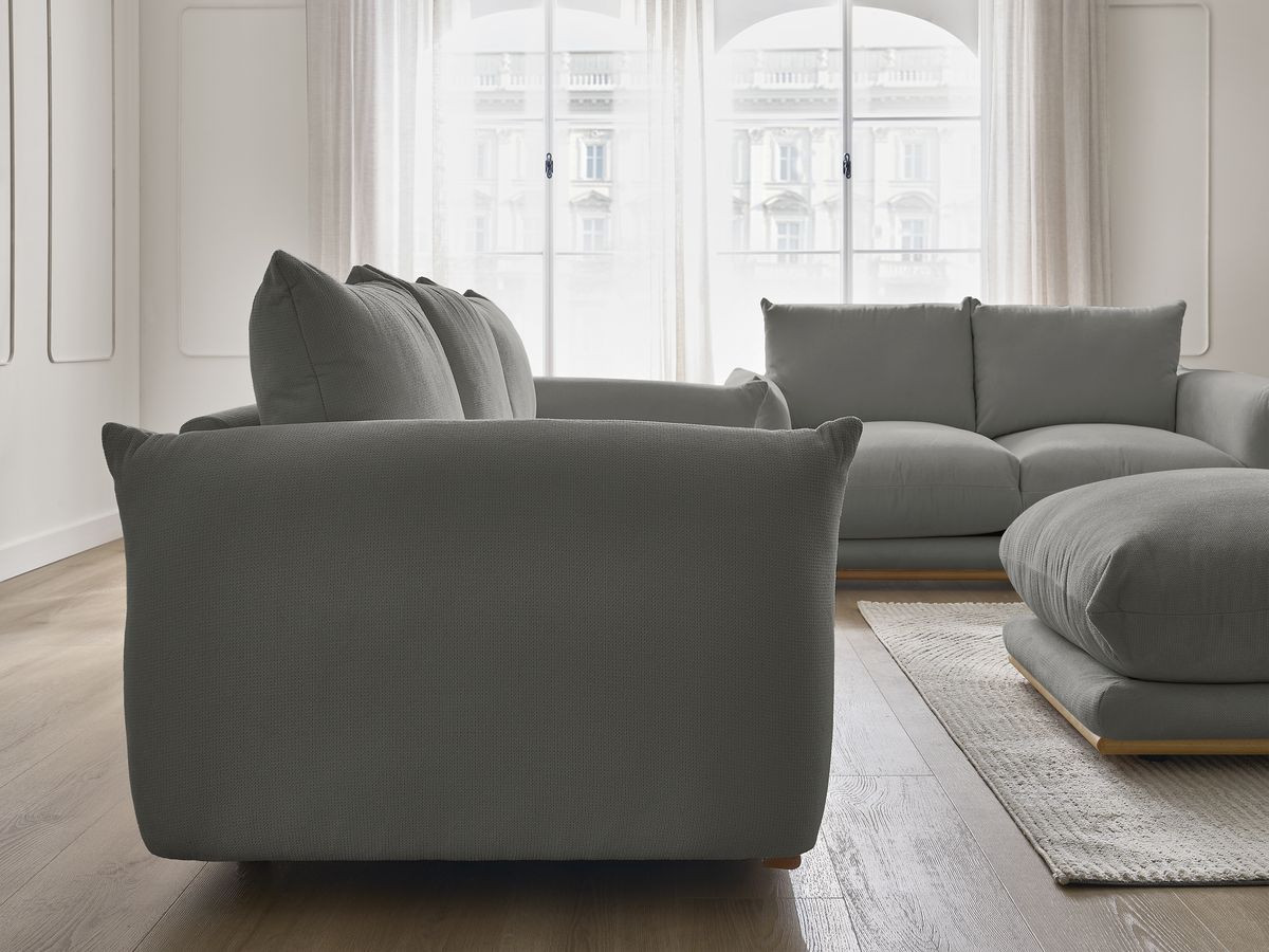 Bobochic Ernest Sofa 6-Sitzer mit Pouf Stoff Dunkelgrau