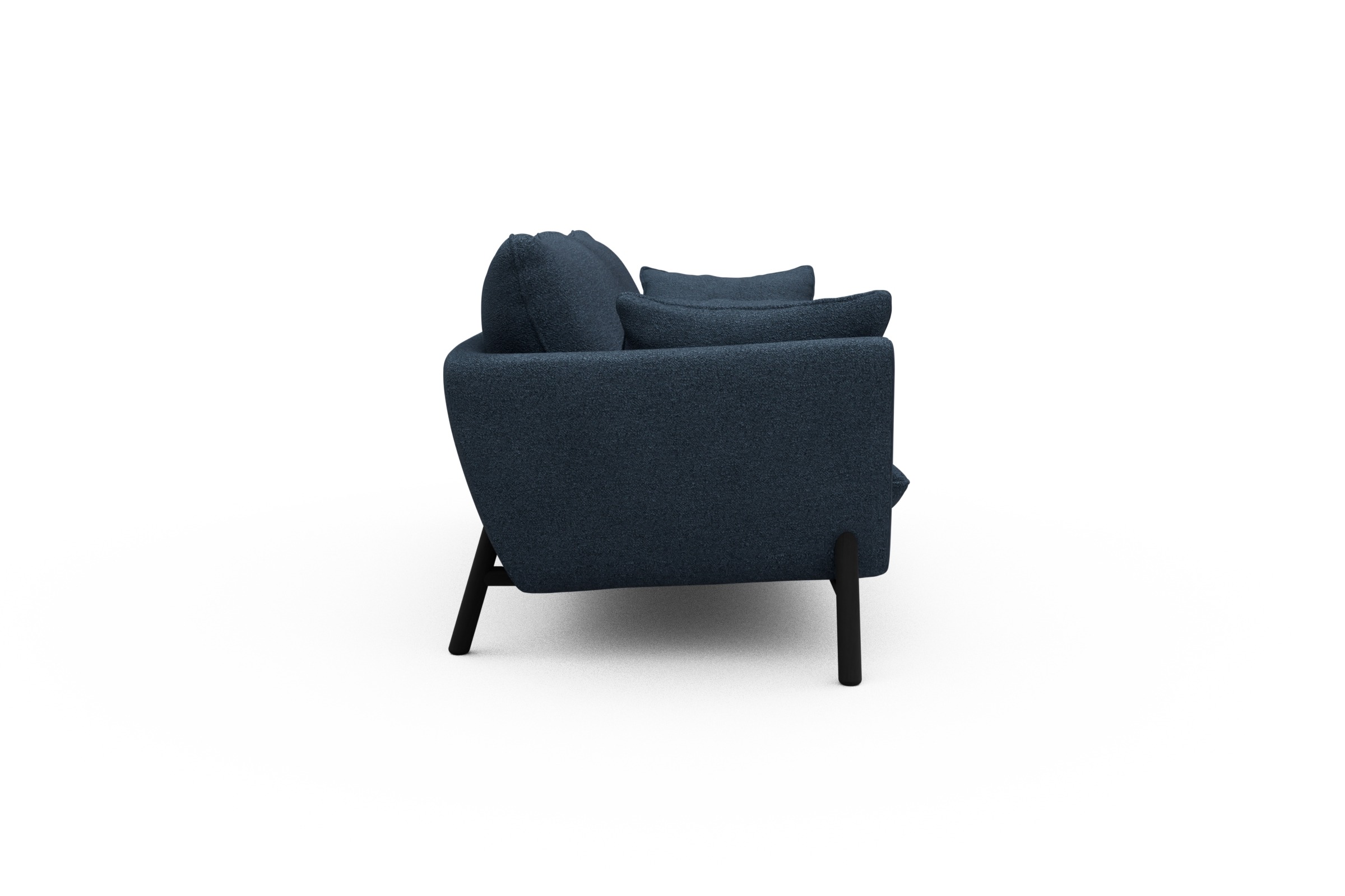 Sofa Emil 3-Sitzer Beinfarbe Eiche Schwarz Boucle-Blue