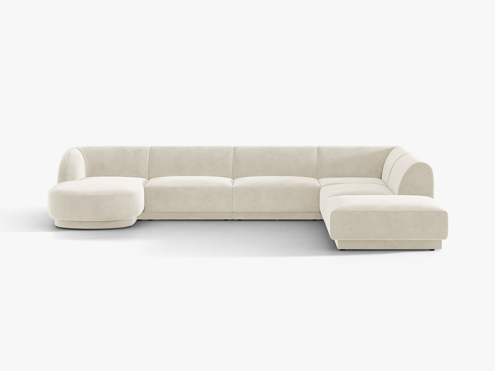 Micadoni Panorama-Ecksofa Miley 6-Sitzer Rechts Samt Bluvel Helles Beige