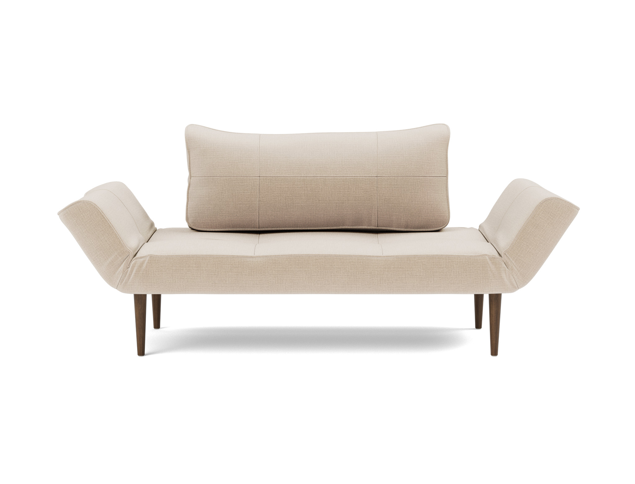 Tagesbett Zeal Chenille Esina 410-Almond-Beige Beine Styletto Eiche dunkel