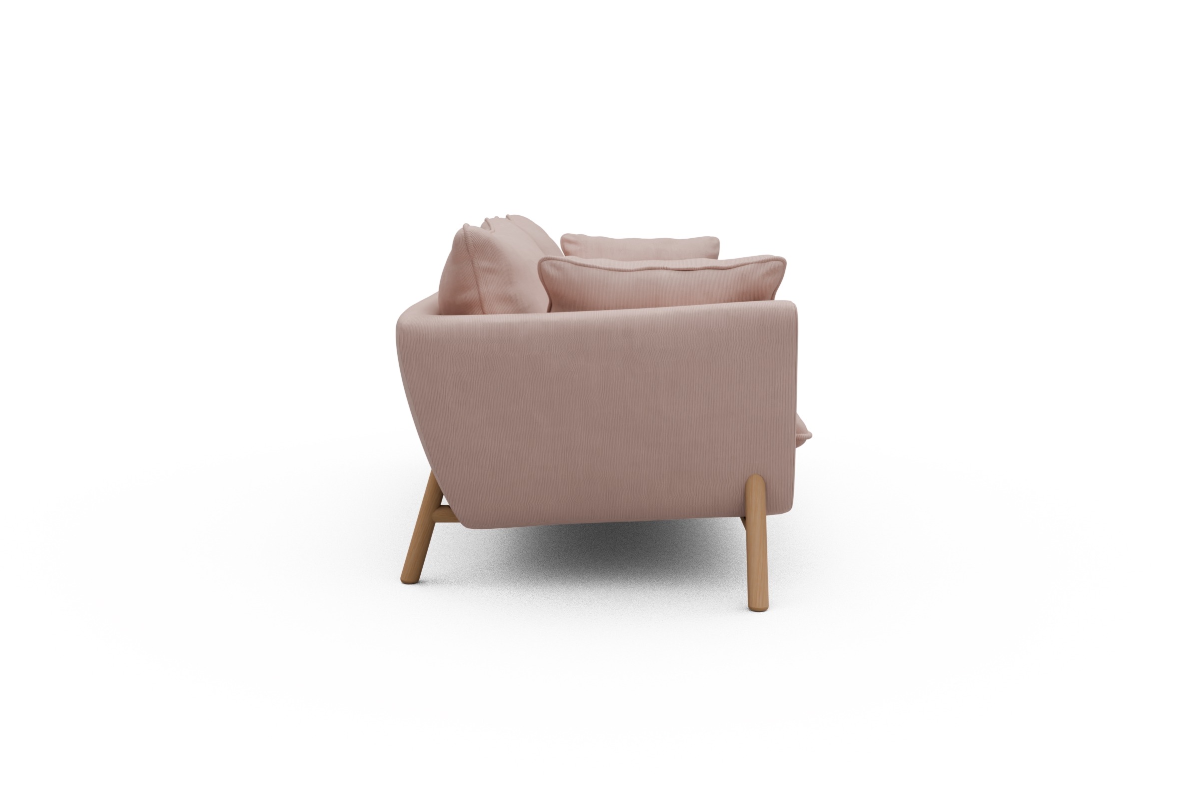 Sofa Emil PREMIUM 3-Sitzer Beinfarbe Eiche Natur Cordufine-Blush