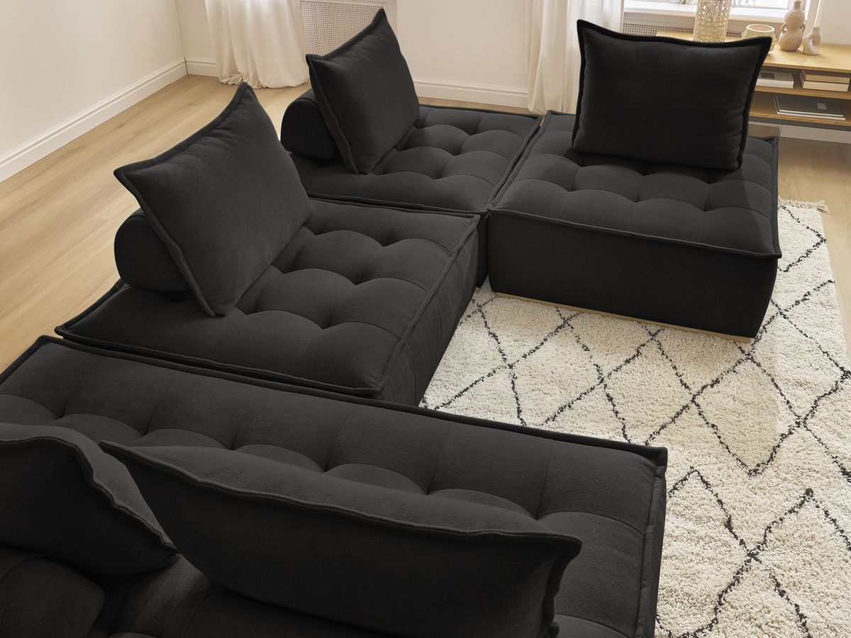 Bobochic Elisa Wohnlandschaft Strukturstoff Schwarz