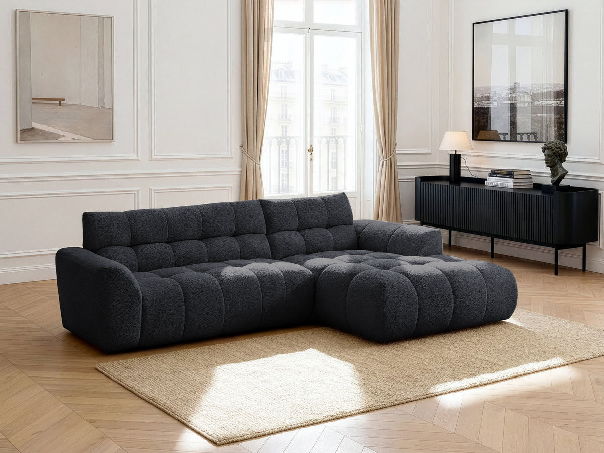Bobochic Jaya Ecksofa Chenille Schwarz Ecke rechts