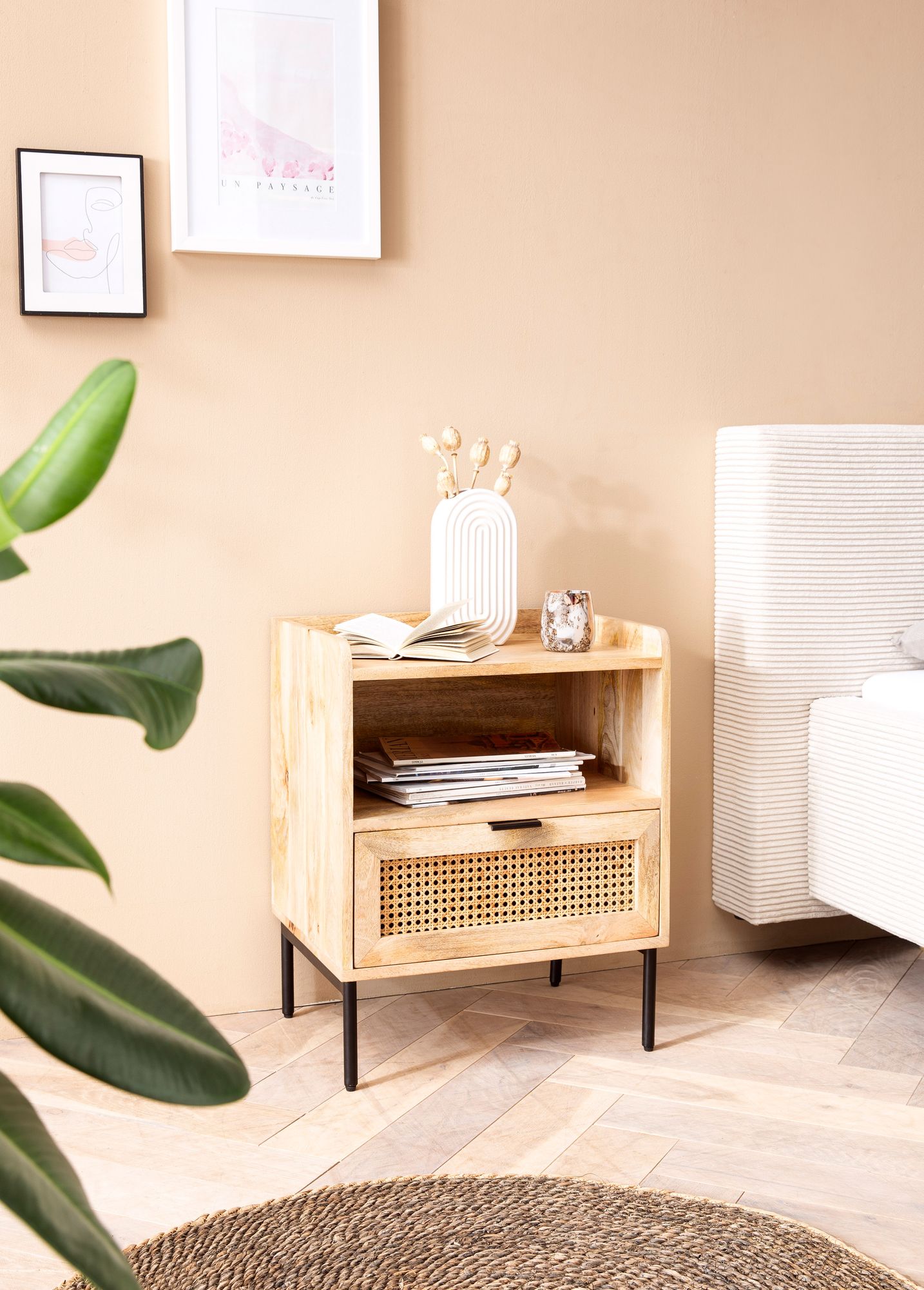 Nachttisch Solvik Massivholz Mango 50 × 40 × 60 cm