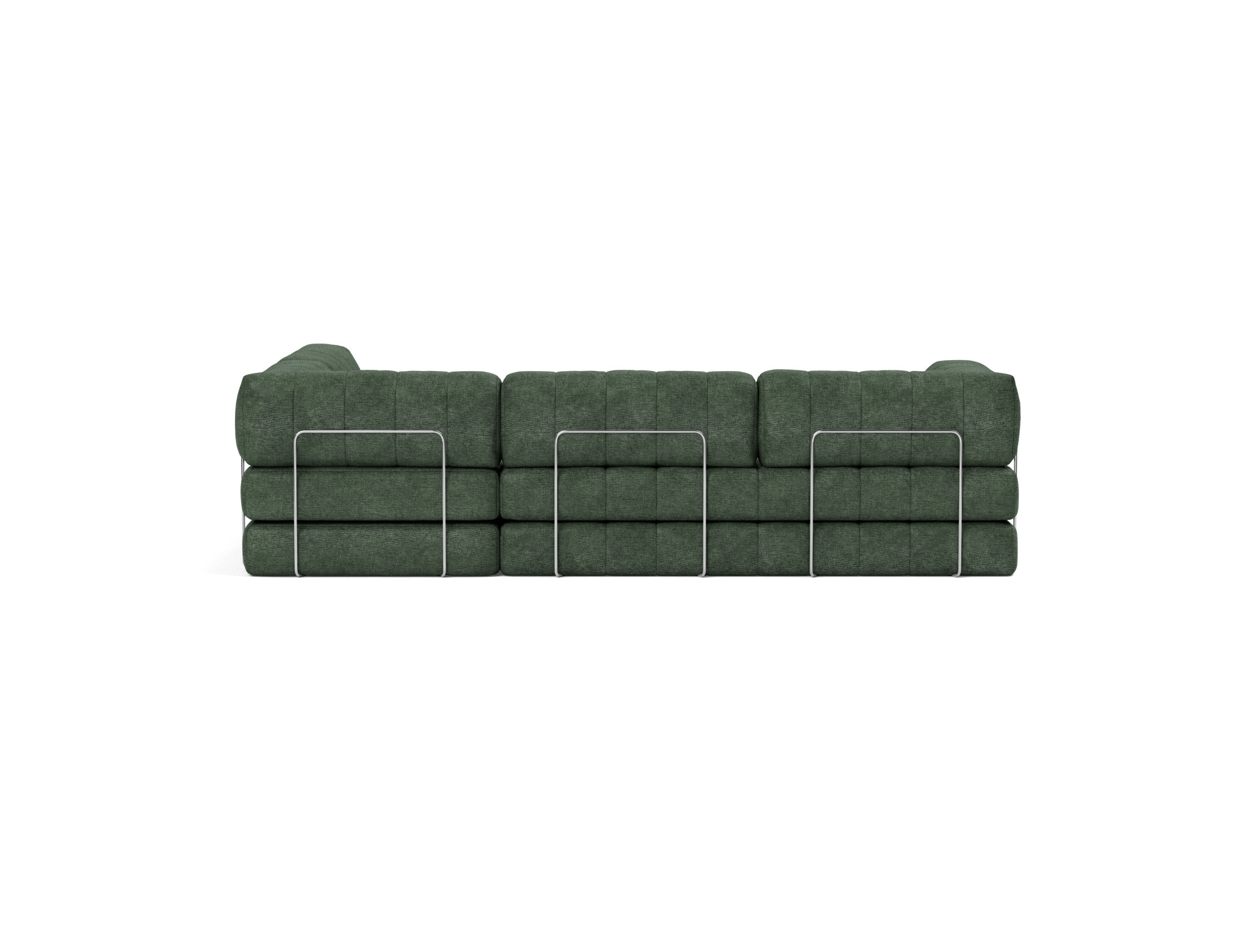 Eck-Schlafsofa CozyPad L-Form mit Armlehne Flachgewebe Avella 281-Pine-Green