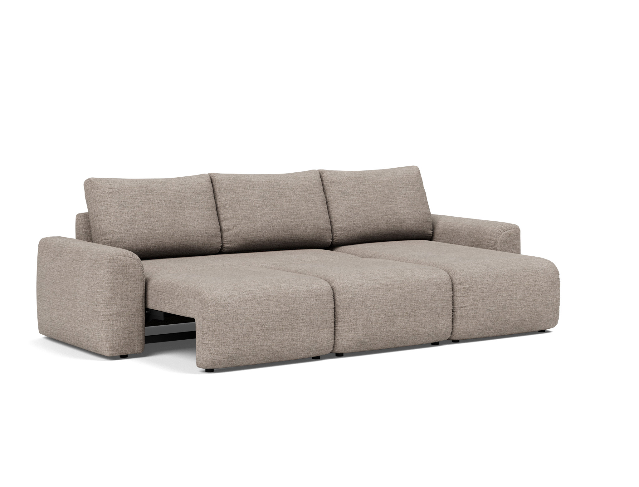 Schlafsofa Norum mit Chaiselongue und Chunky-Armlehnen Chenille Yuveno 472-Warm-Grey