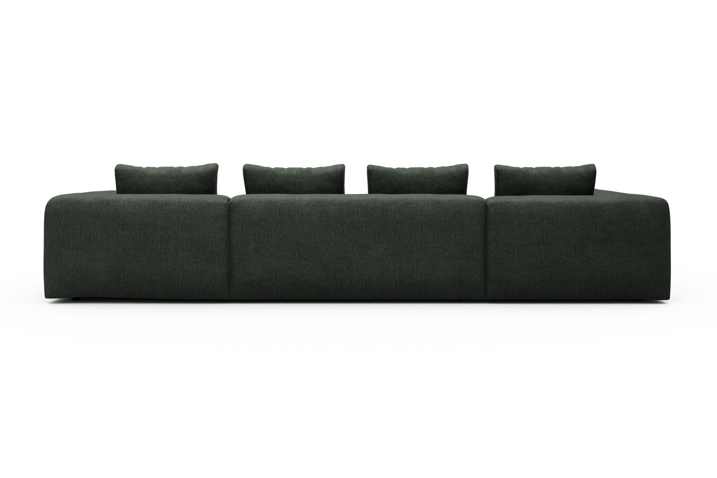Wohnlandschaft Fred Relax-Ecke links mit 2-Sitzer und Chaiselongue rechts Boucle Aivi 818-Pine-Green