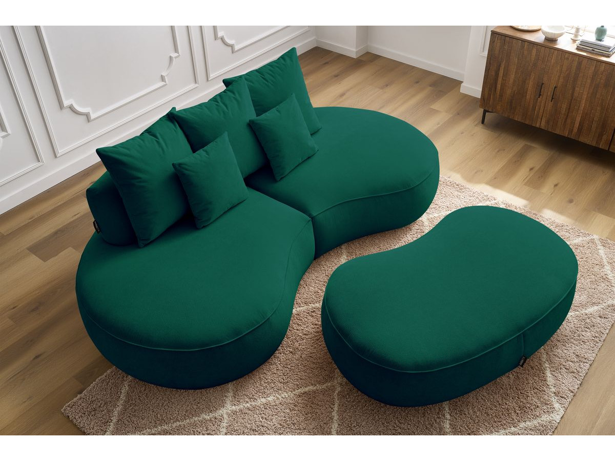 Bobochic Saint-germain Sofa 5-Sitzer mit Pouf Strukturstoff Grün