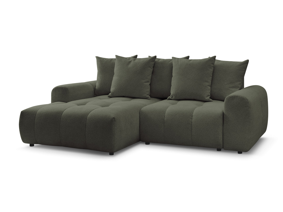 Bobochic Roxelane Ecksofa mit Schlaffunktion und Bettkasten 258 × 150 cm Melange-Stoff Grün Ecke links