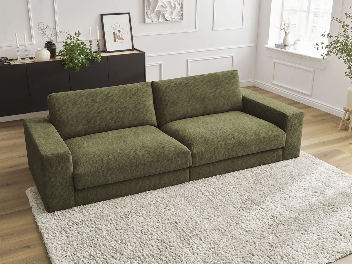 Bobochic Leonard Sofa 3-Sitzer 234 × 109 cm Strukturstoff Grün