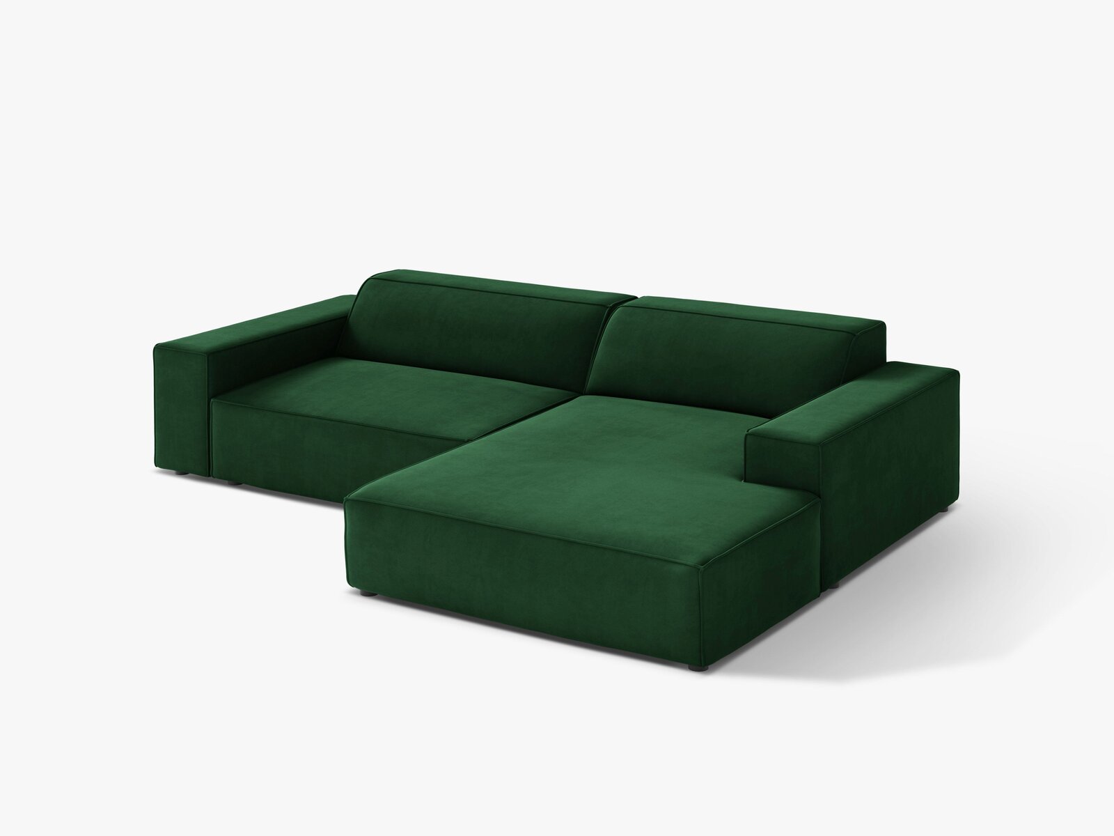 Micadoni Ecksofa Jodie 3-Sitzer Rechts Samt Bluvel Flaschengrün